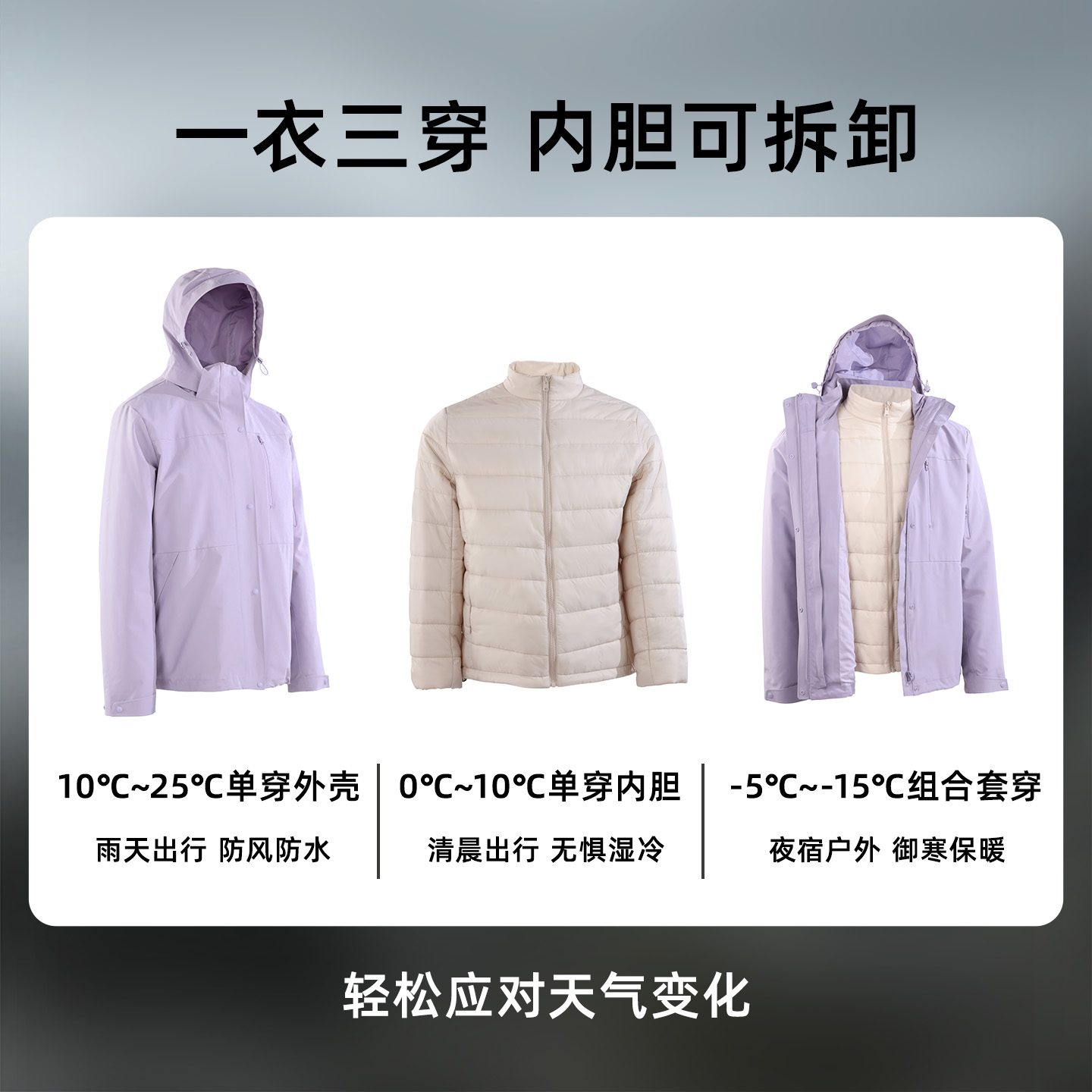 3M新雪丽三合一冲锋衣棉服